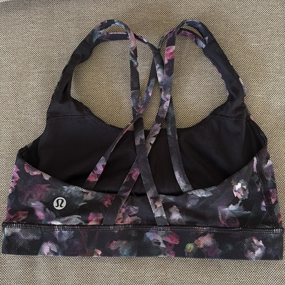 Lululemon Athletica Energy Sports Bra Black Floral Yoga Athletic Women’s 4 - Picture 5 of 10